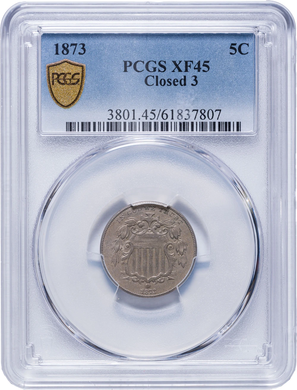 PCGS EF-45 1873 Shield Nickel