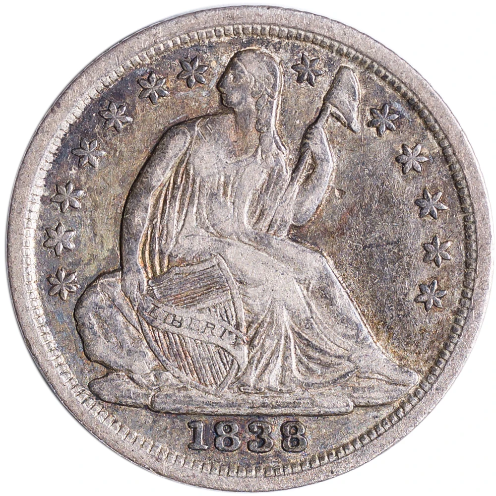 VF+ 1838 Liberty Seated Half Dime