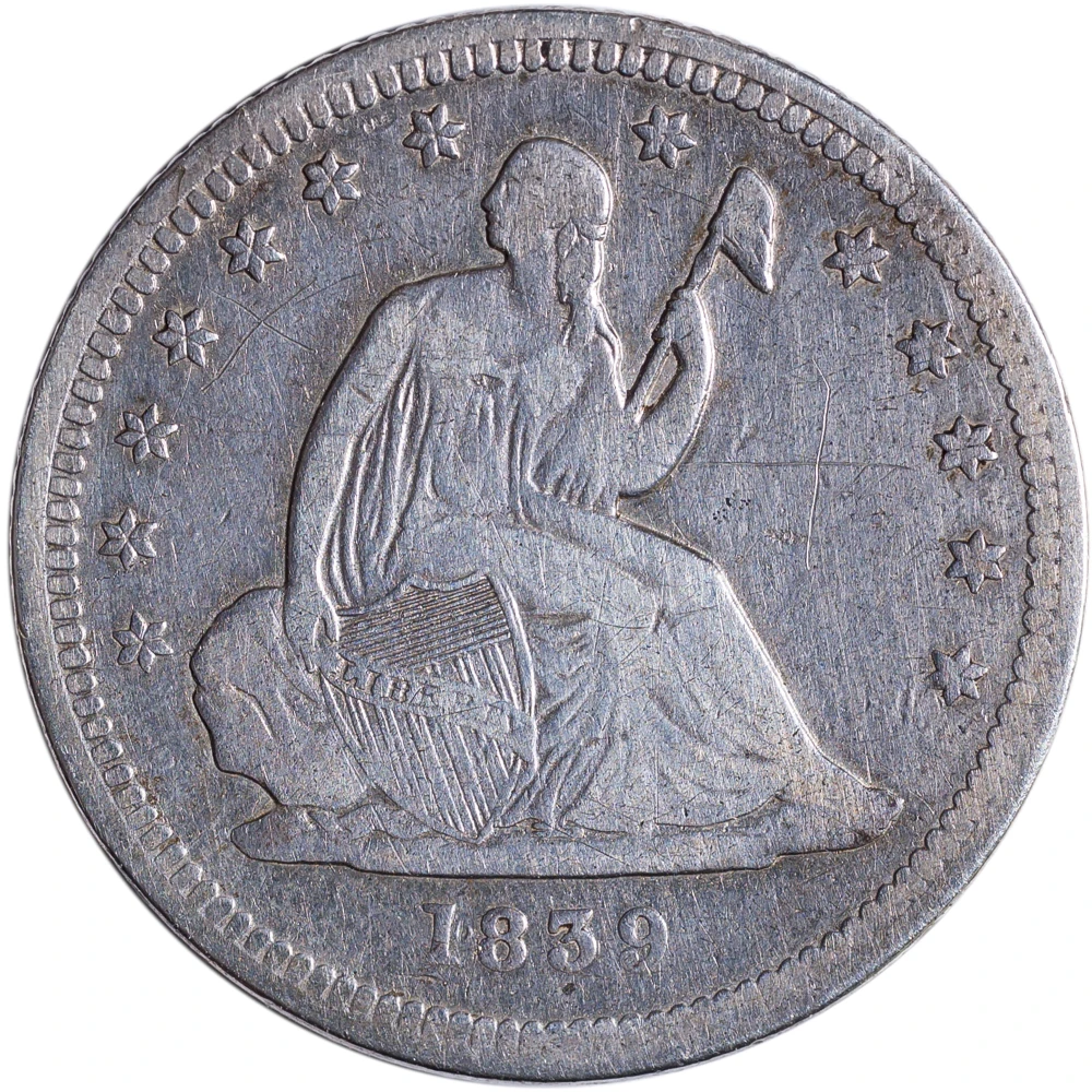 Fine+ Details 1839 Liberty Seated Quarter