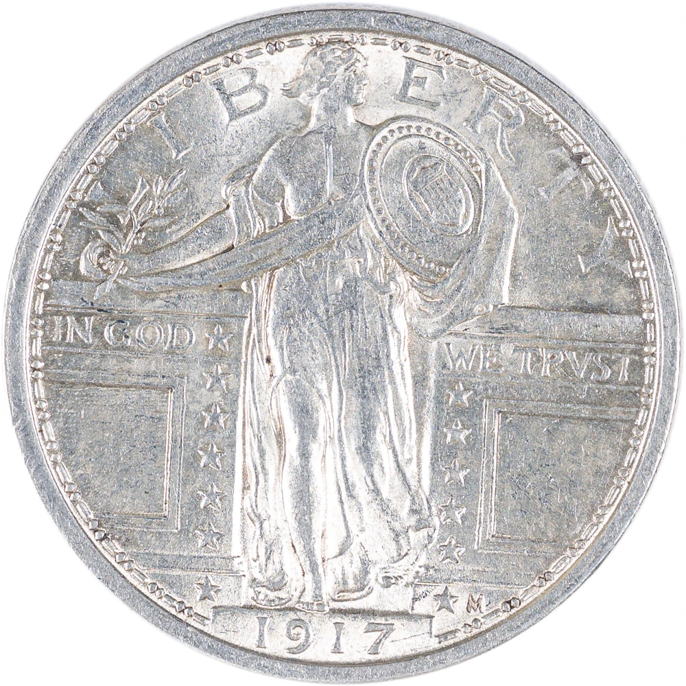 AU-58 1917 Type I Standing Liberty Quarter