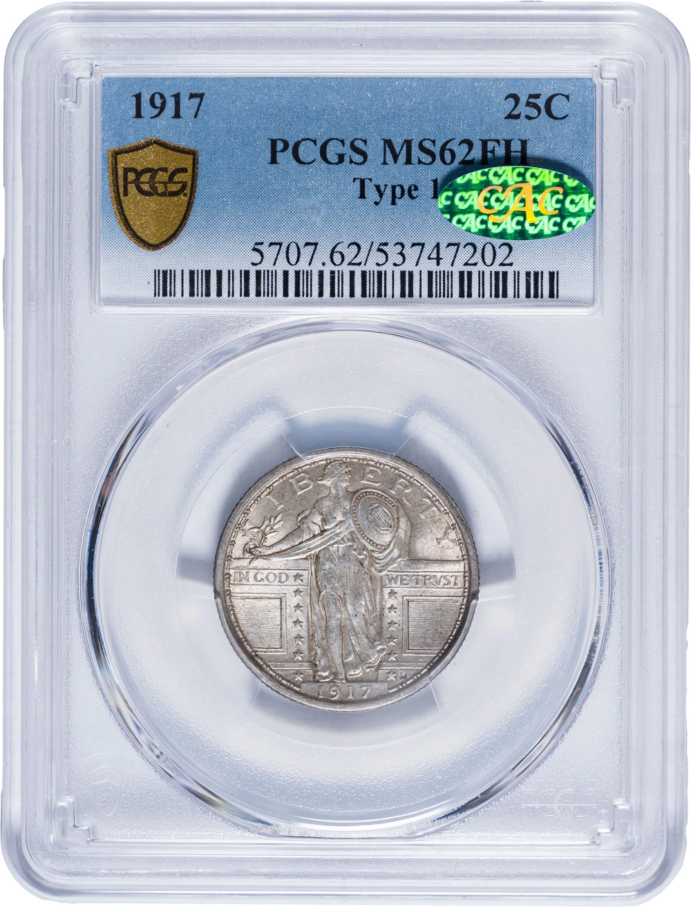 PCGS MS-62 FH CAC 1917 Type I Quarter