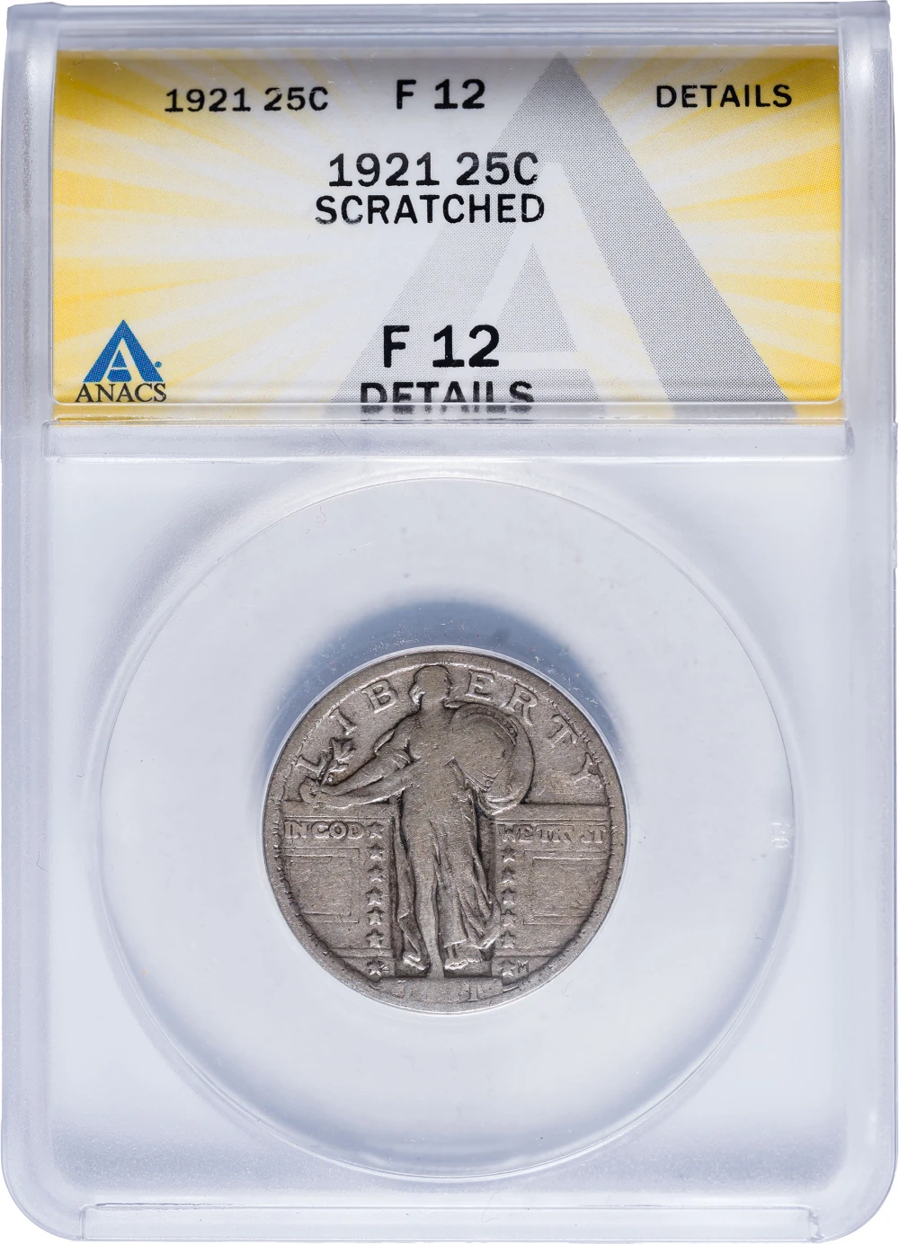 ANACS F-12 Details 1921 Standing Liberty Quarter