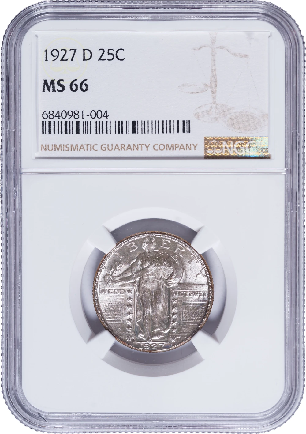 NGC MS-66 1927-D Standing Liberty Quarter