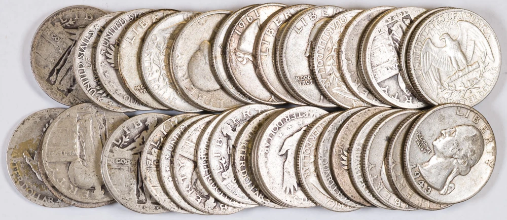 Circulated 90% Silver Quarter Roll