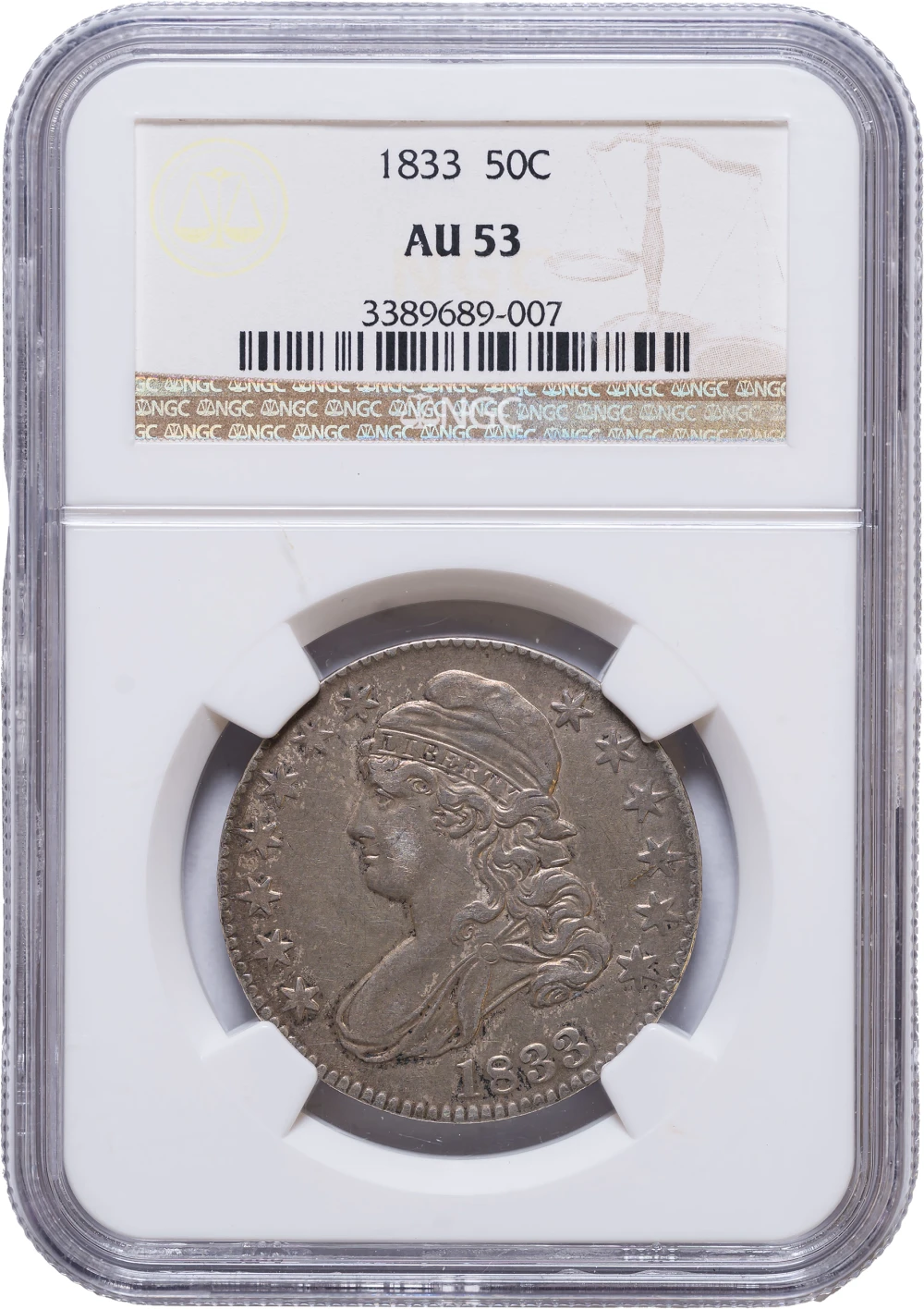NGC AU-53 1833 Half Dollar