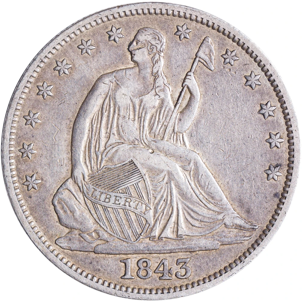 EF-40 1843 Liberty Seated Half Dollar