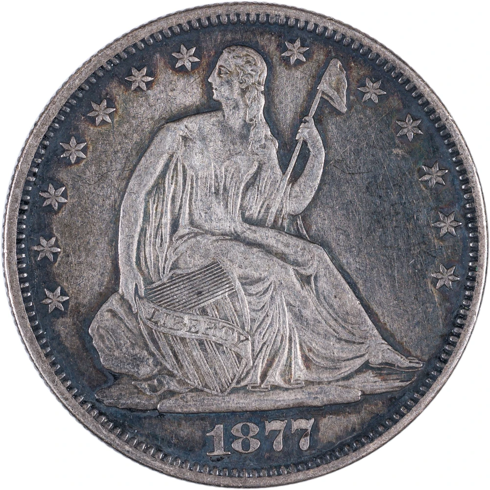 EF-45 1877 Seated Half Dollar