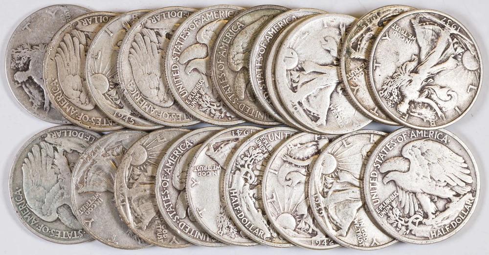 Circulated Walking Liberty Half Dollar Roll