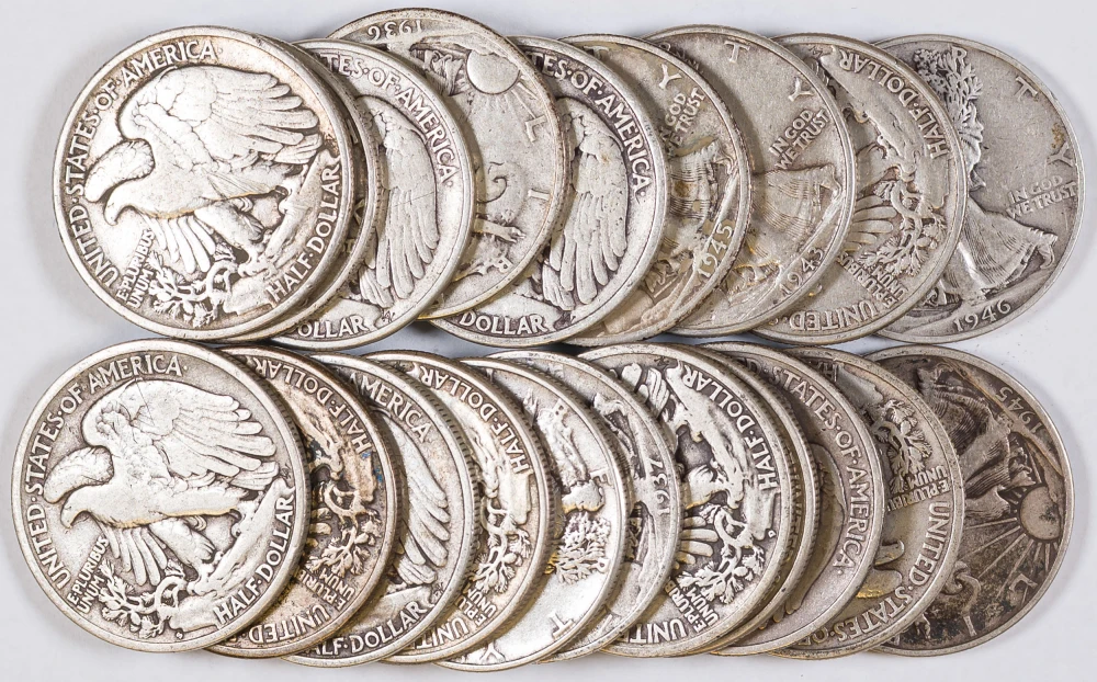 Circulated Walking Liberty Half Dollar Roll