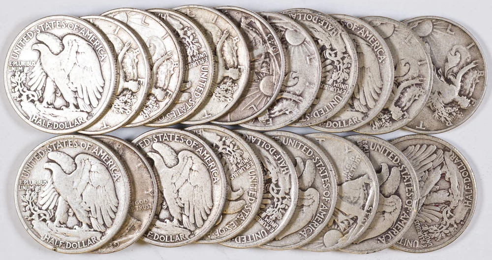Circulated Walking Liberty Half Dollar Roll