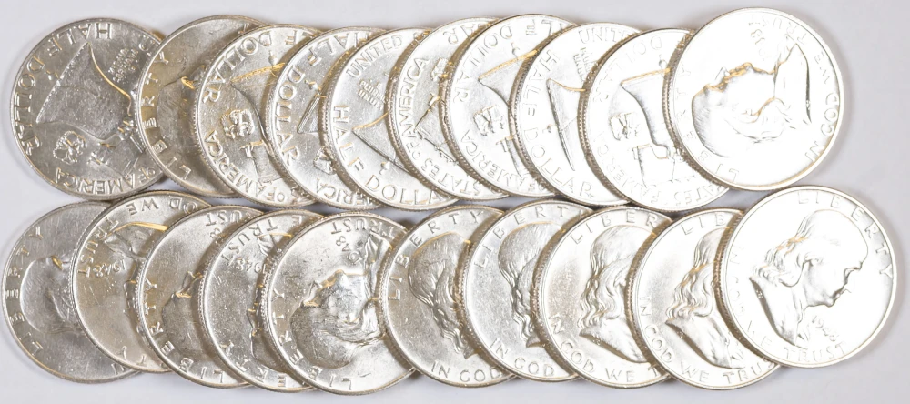 AU 1948 Franklin Half Dollar Roll