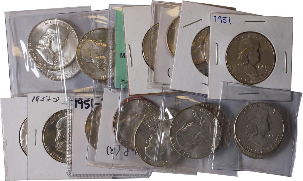 Roll Of Mixed BU Franklin Half Dollars