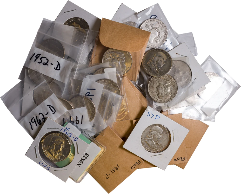 42 Pieces Circulated Franklin Half Dollars