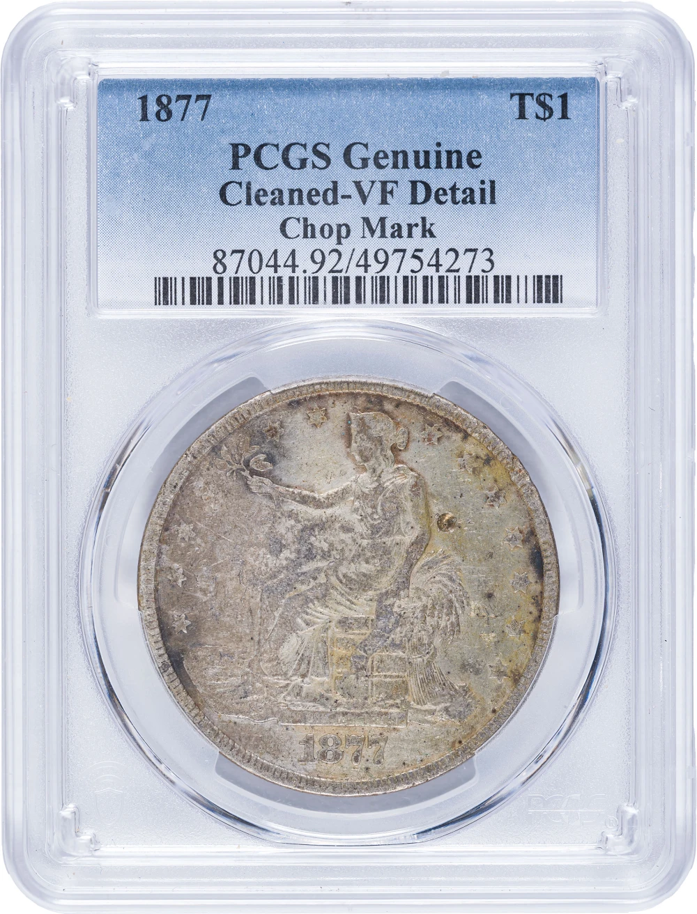 PCGS VF Details 1877 Chop Marked Trade Dollar