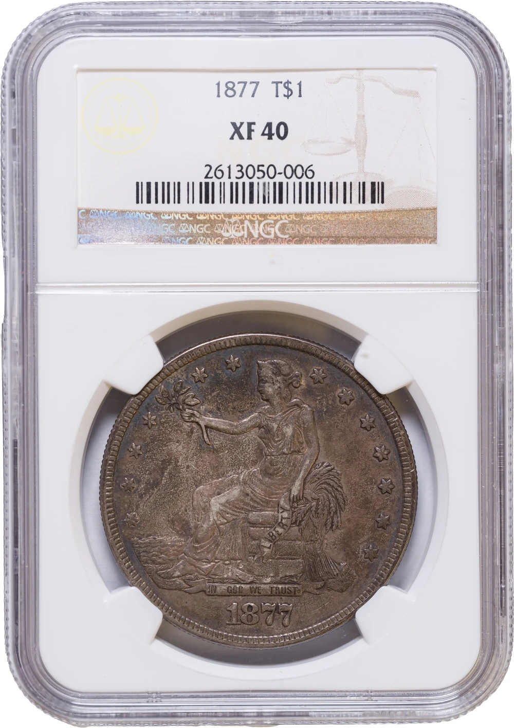 NGC EF-40 1877 Trade Dollar