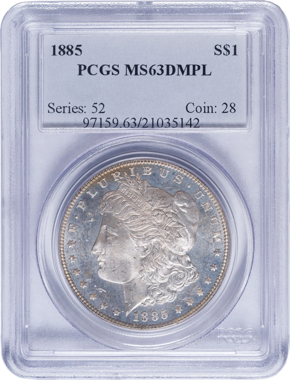 PCGS MS-63 DMPL Toned 1885 Morgan Dollar