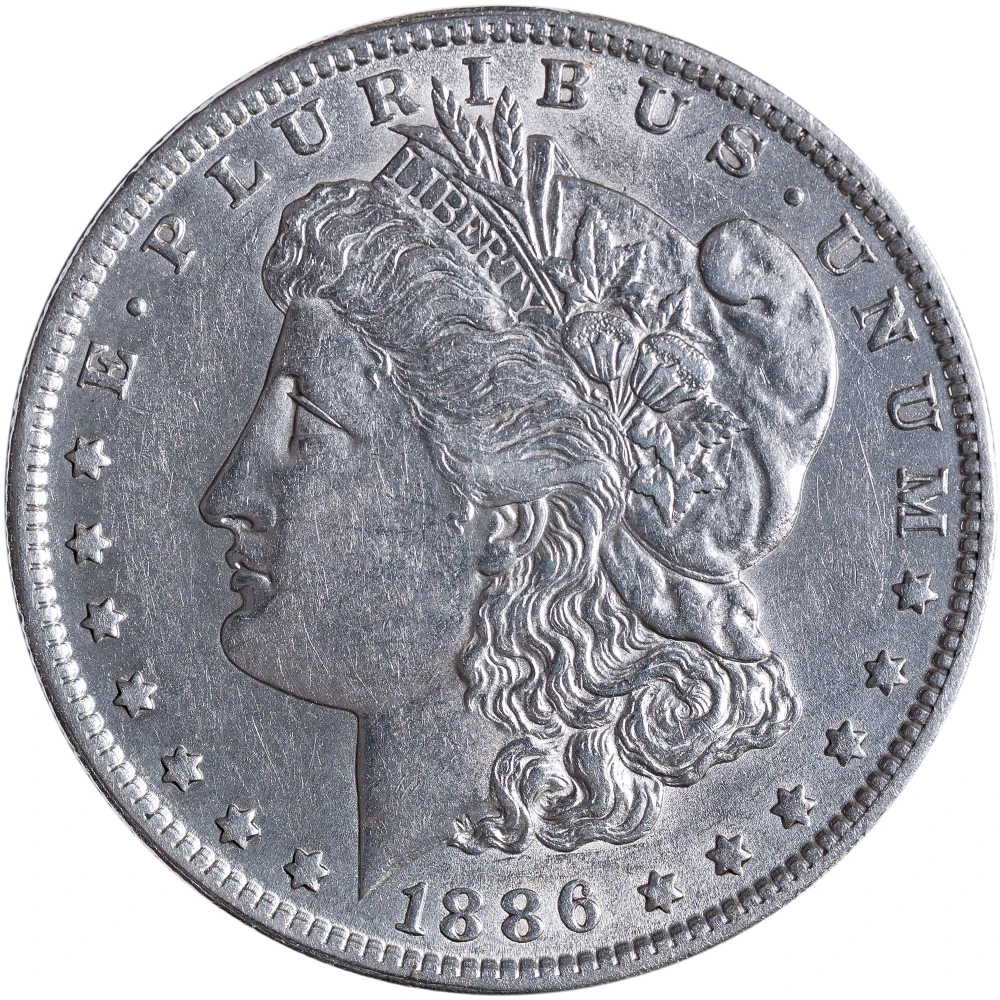 Choice AU-50+ 1886-O Morgan Dollar