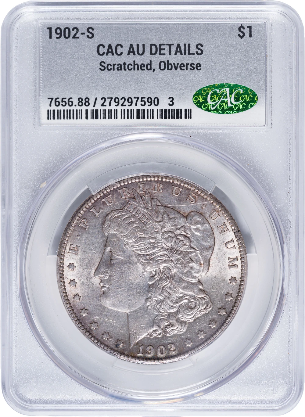 CACG Toned AU Details 1902-S Morgan Dollar