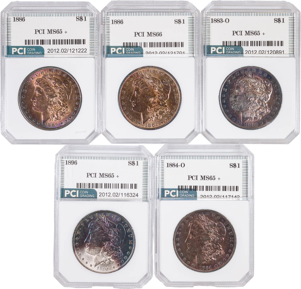 5 Pieces AU Morgan Dollars