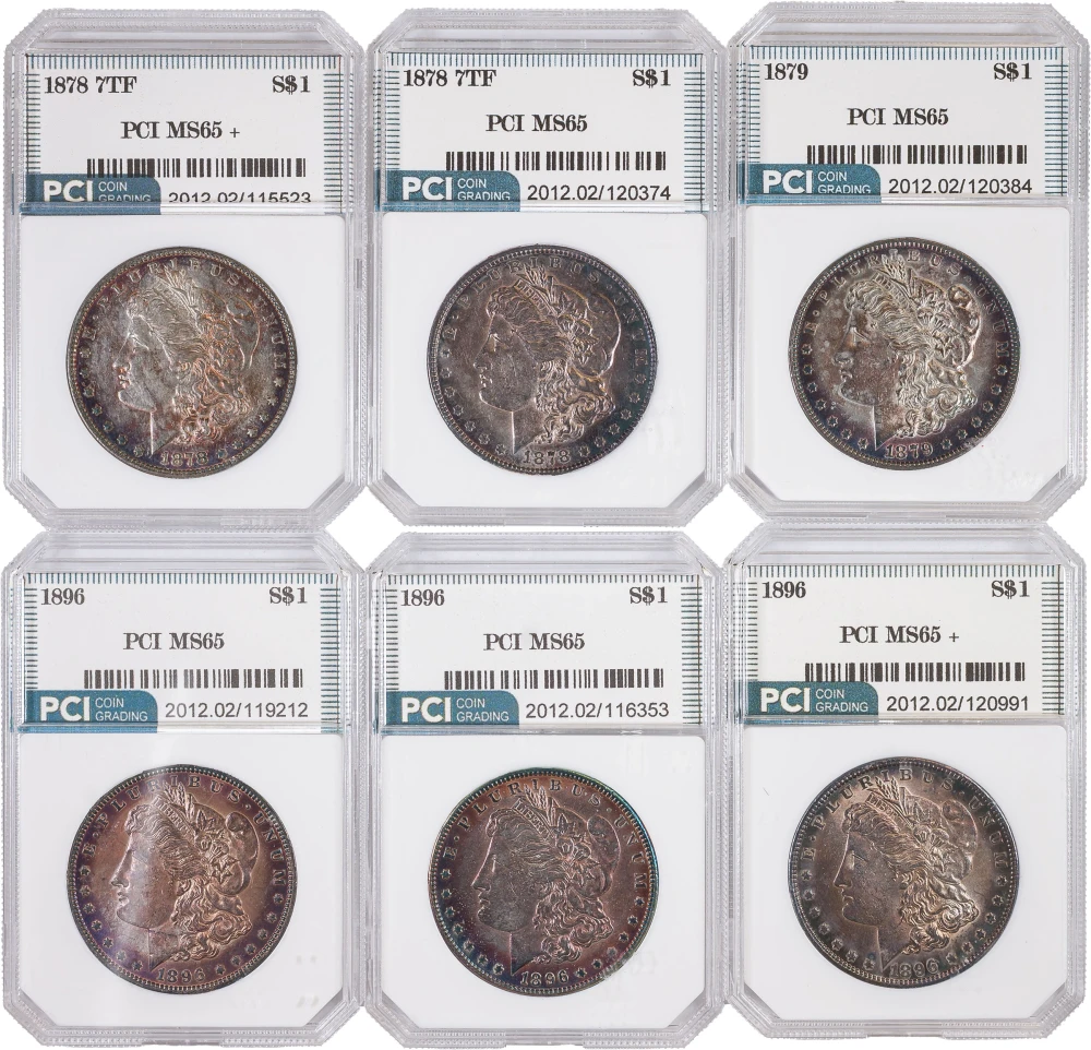 6 Pieces AU Morgan Dollars