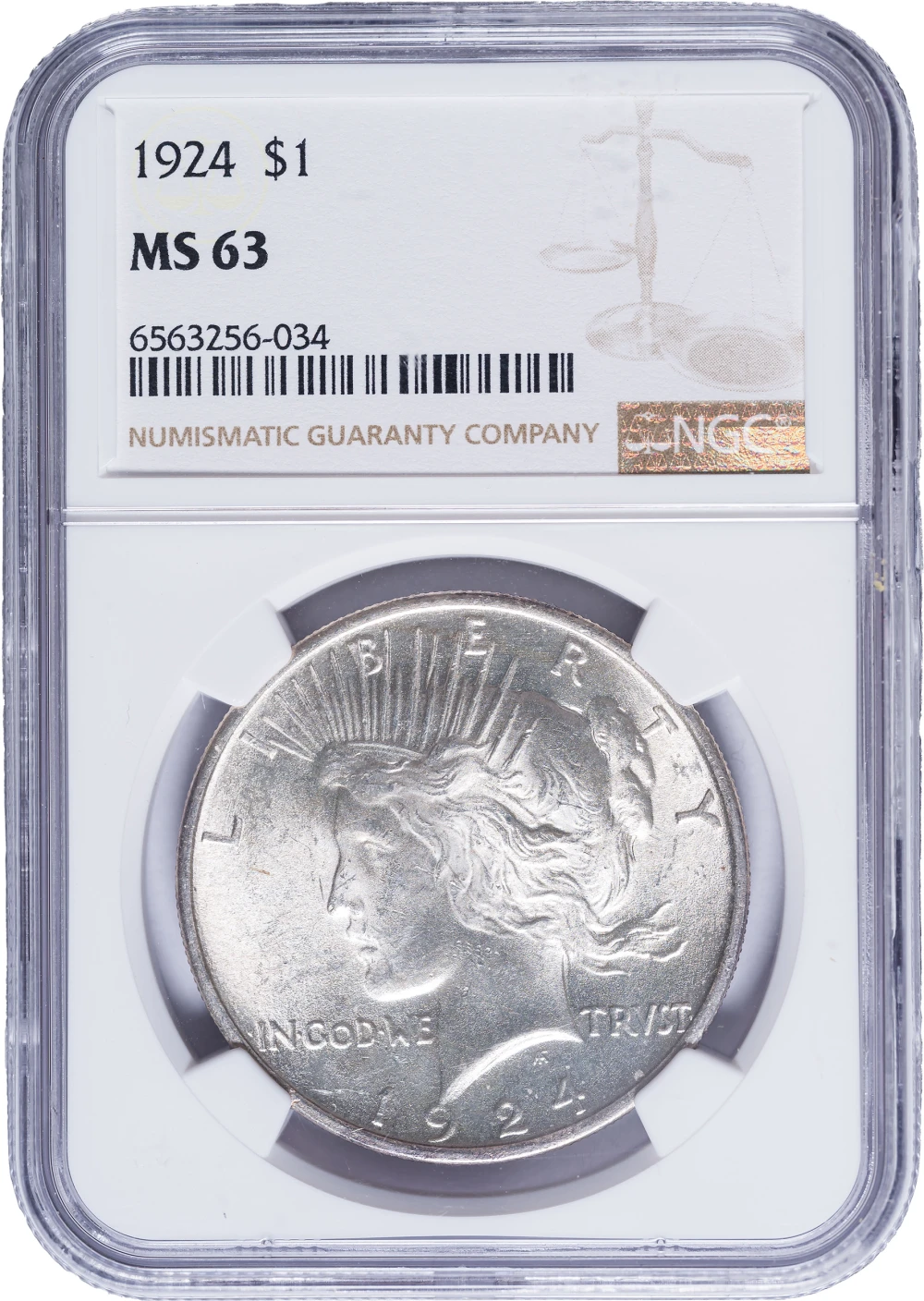 NGC MS-63 1924 Peace Dollar