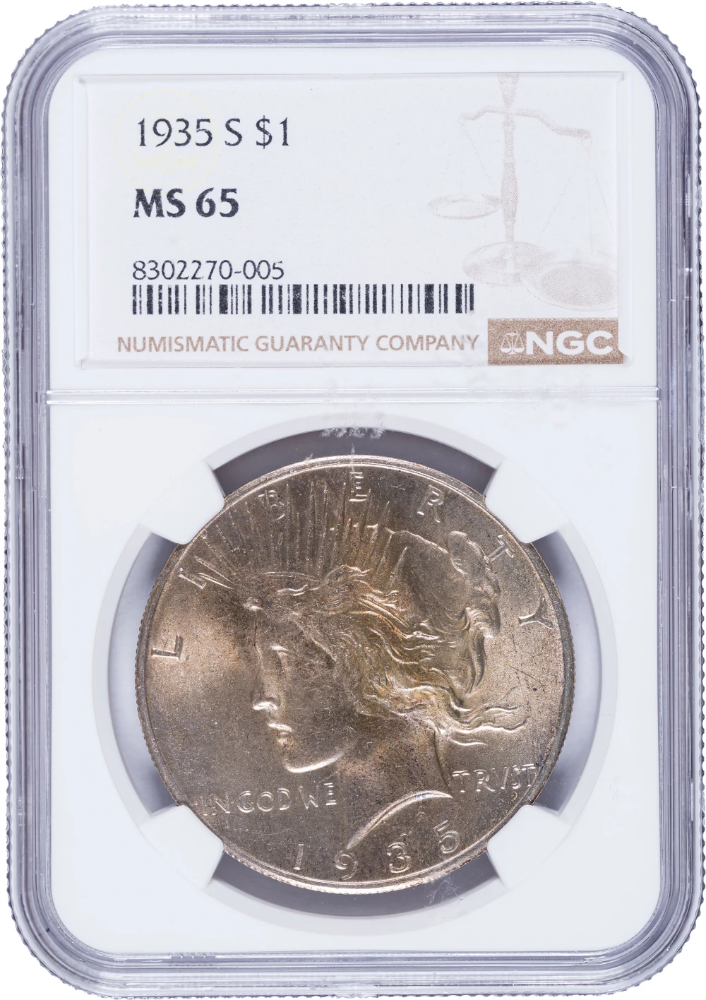 NGC MS-65 1935-S Peace Dollar