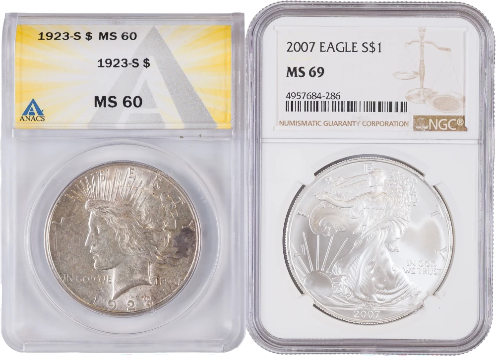 Peace Dollar & Silver Eagle Pair