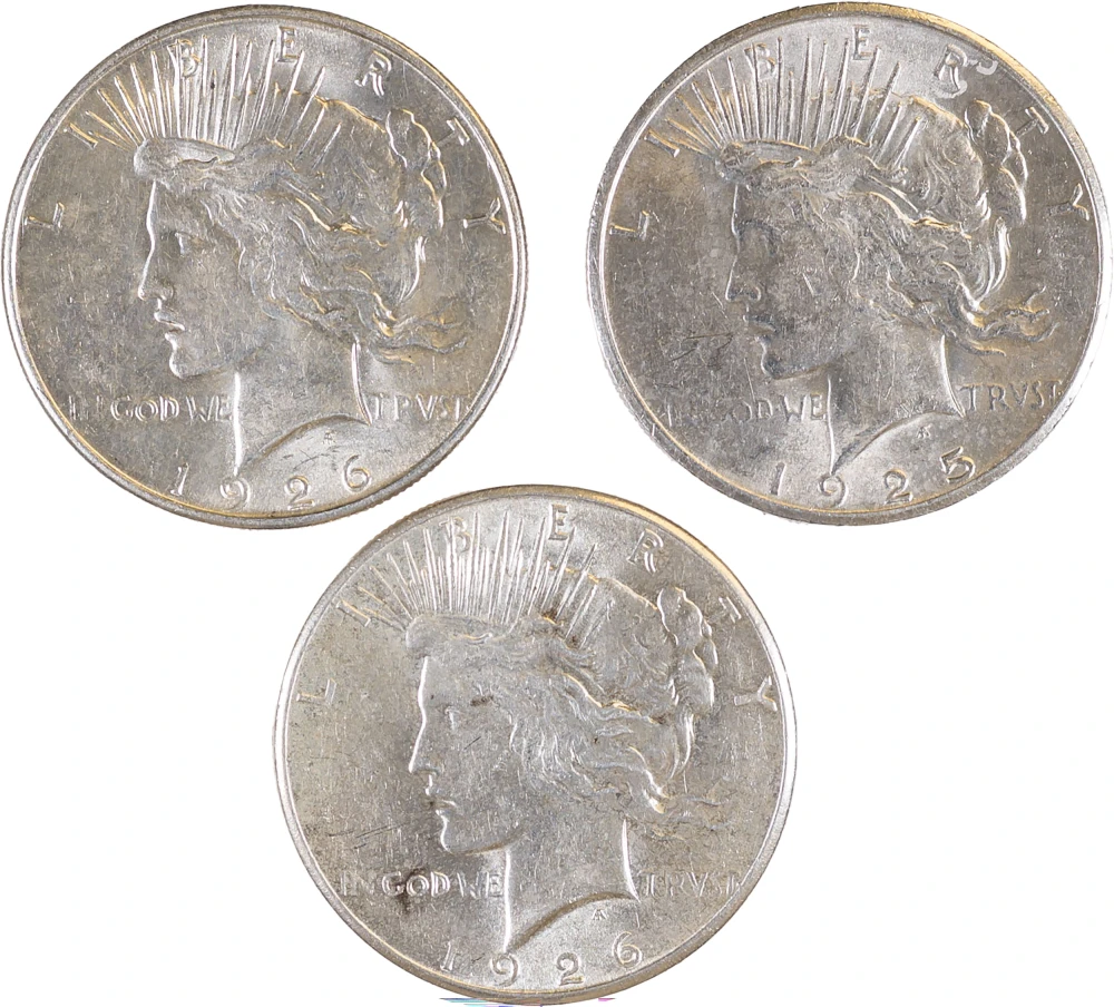 UNC "S" Mint Peace Dollar Trio