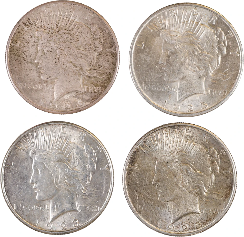 4 UNC Peace Dollars