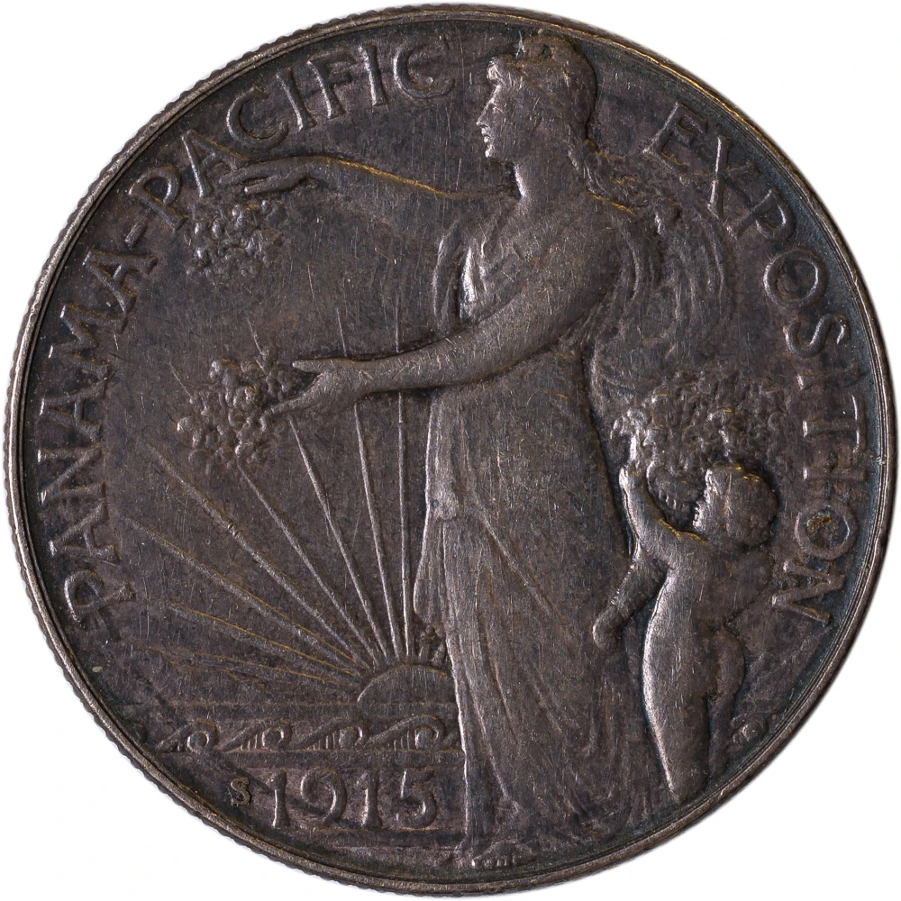 AU-50 1915-S Pan Pac Half Dollar