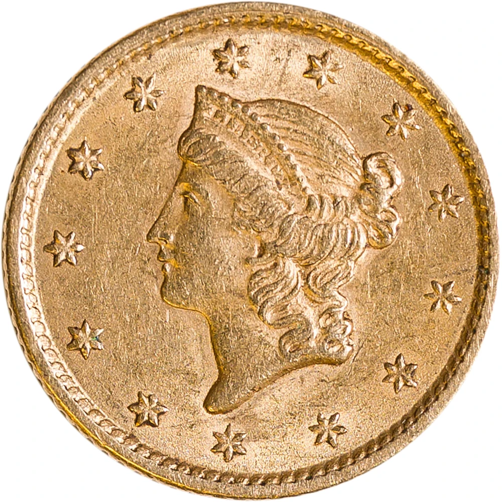 MS-60 1853 $1 Gold