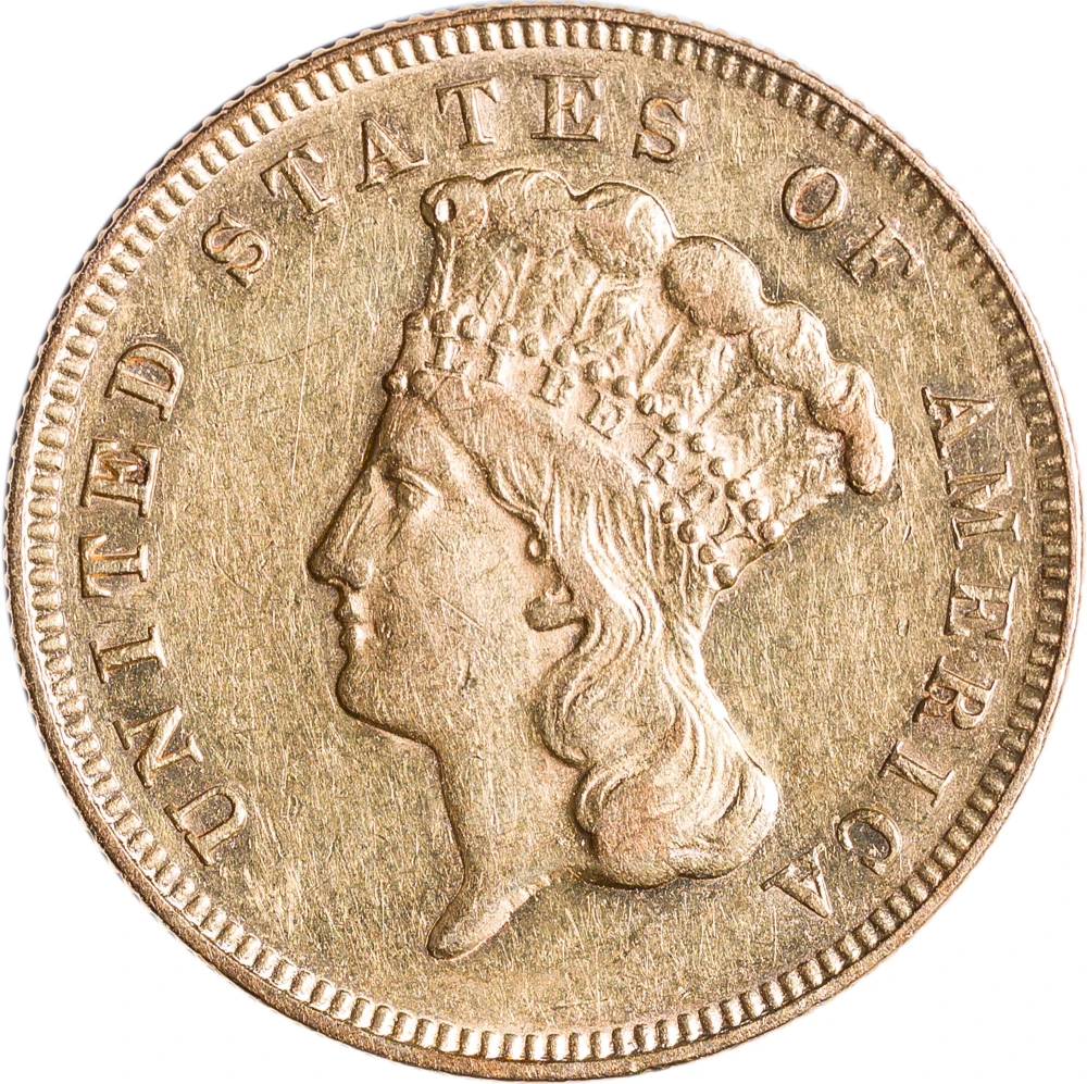 AU-55 1878 $3 Gold