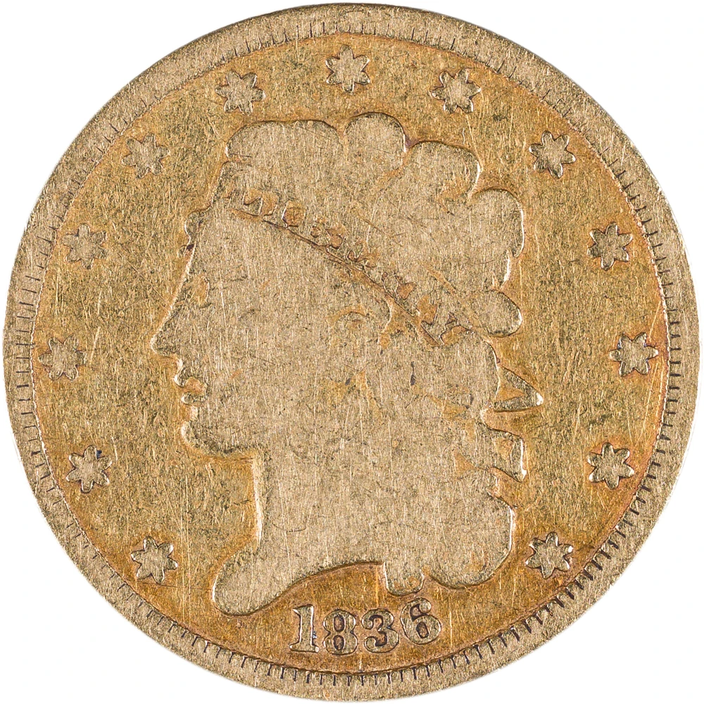 VG-8 1836 Classic Head $5 Gold