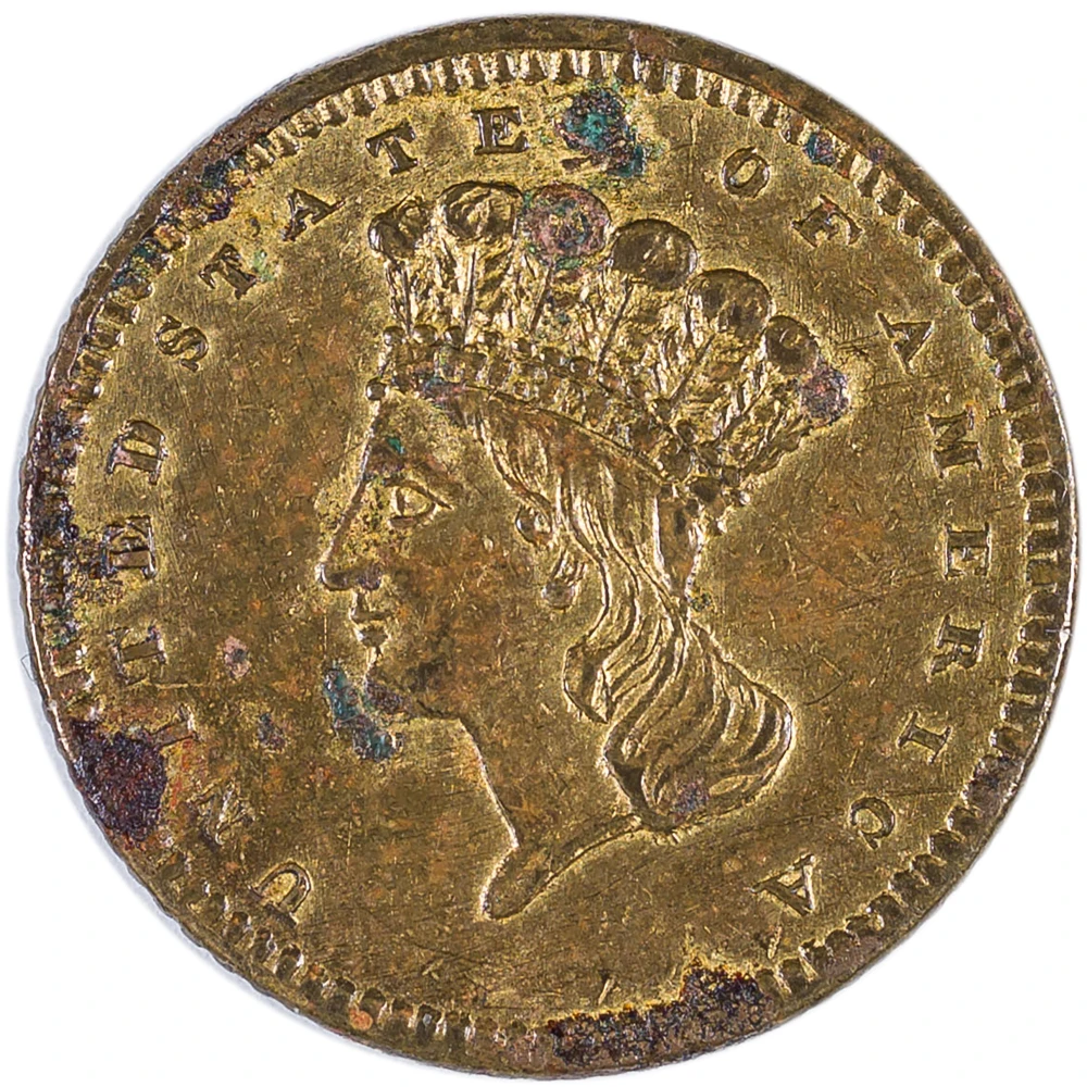 Gilt Brass Counterfeit 1856 Gold $1