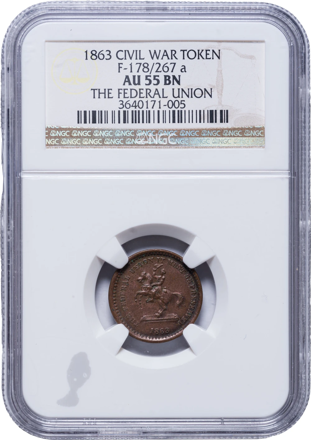 Civil War Token. NGC AU-55 1863 Political