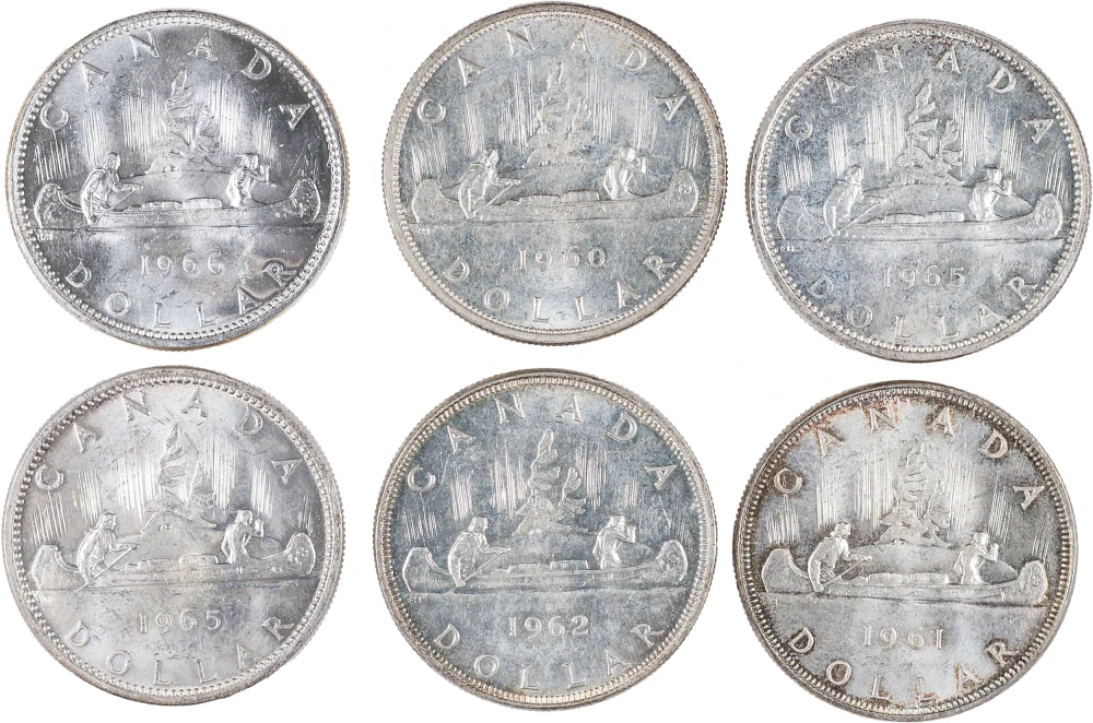 Canada. 6 Pieces 1960's Silver Dollars