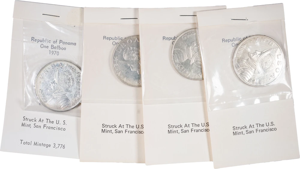 Panama. 4 Pieces 1970-73 Proof Silver 1 Balboas