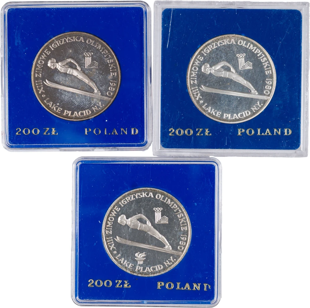 Poland. 3 Pieces Olympic 1980 Proof 200 Zlotych