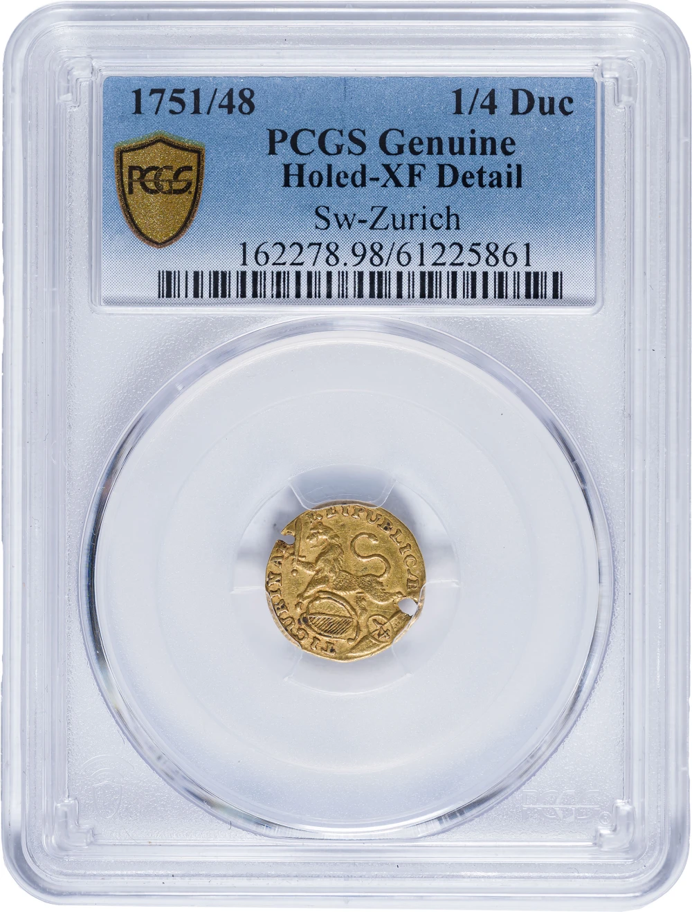 Switzerland. PCGS EF Details 1/4 Ducat Gold