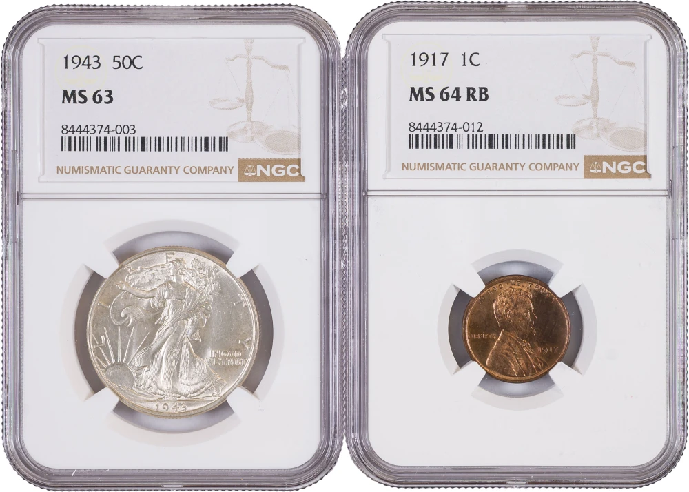 NGC-Certified Bronze and Silver Denomination Pair