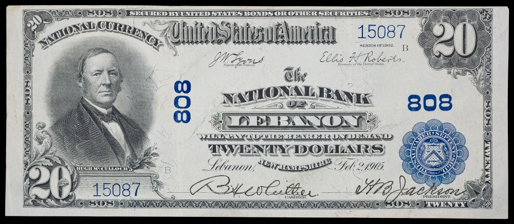 VF 1902 Lebanon NH $20 National Currency