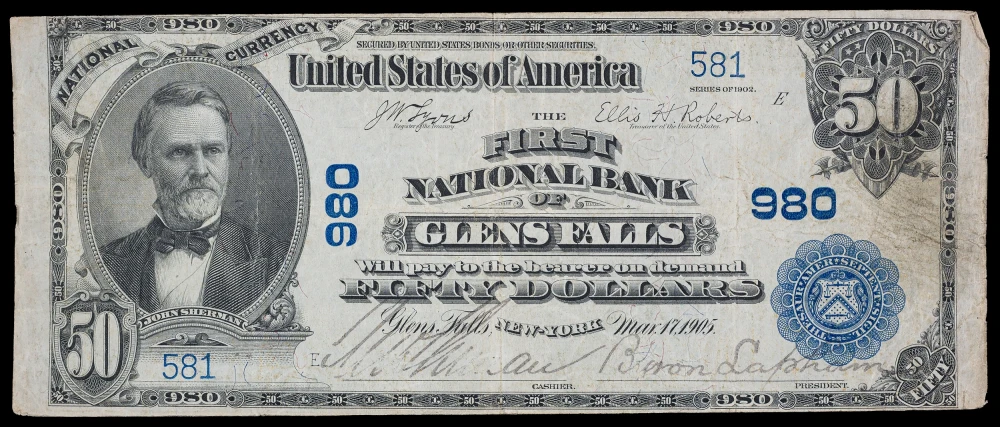 New York. Rare VF 1902 Glens Falls $50