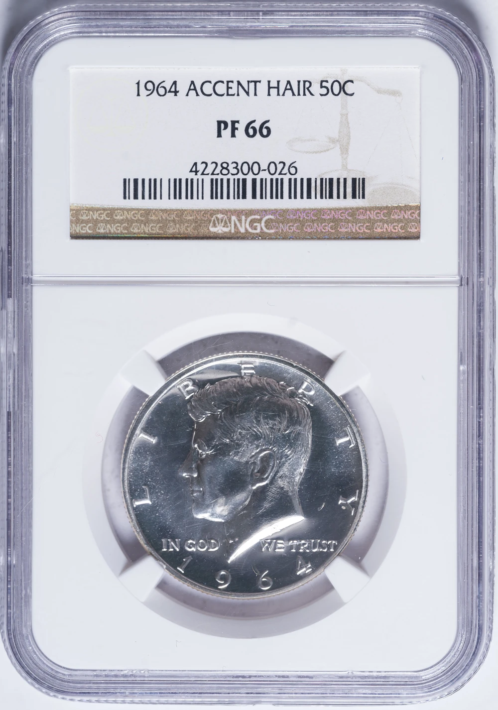NGC Proof-66 1964 Accent Hair Kennedy Half