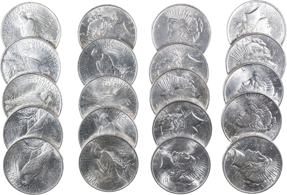 AU+ Roll Of 1922 Peace Dollars