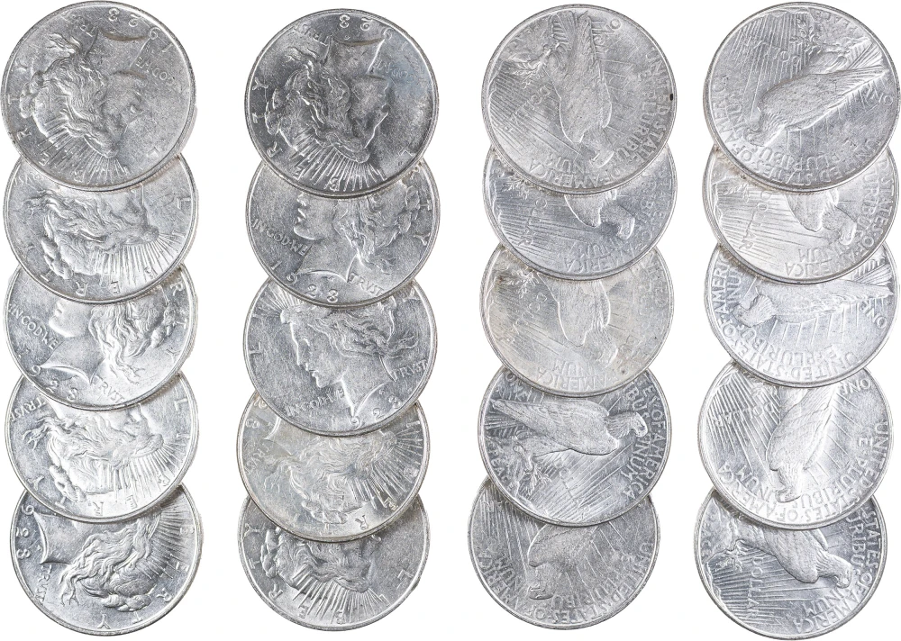AU+ Roll Of 1923-D Peace Dollars