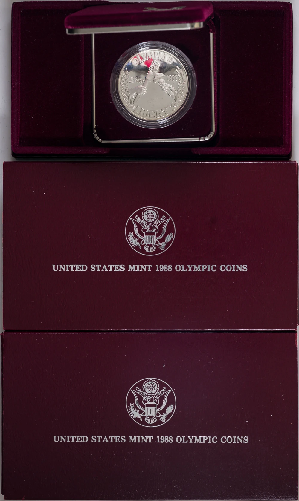 3 Pcs Proof 1988 Olympic Silver Dollars