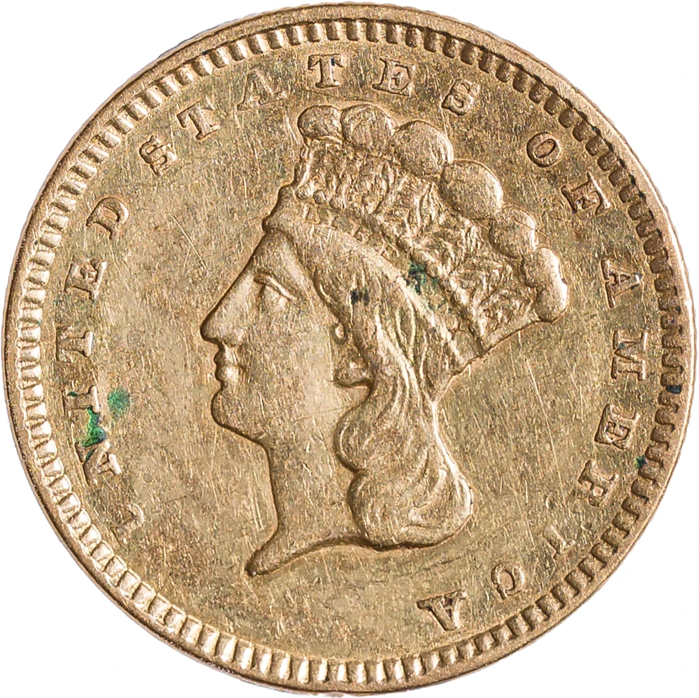 EF-AU Details 1857 $1 Gold