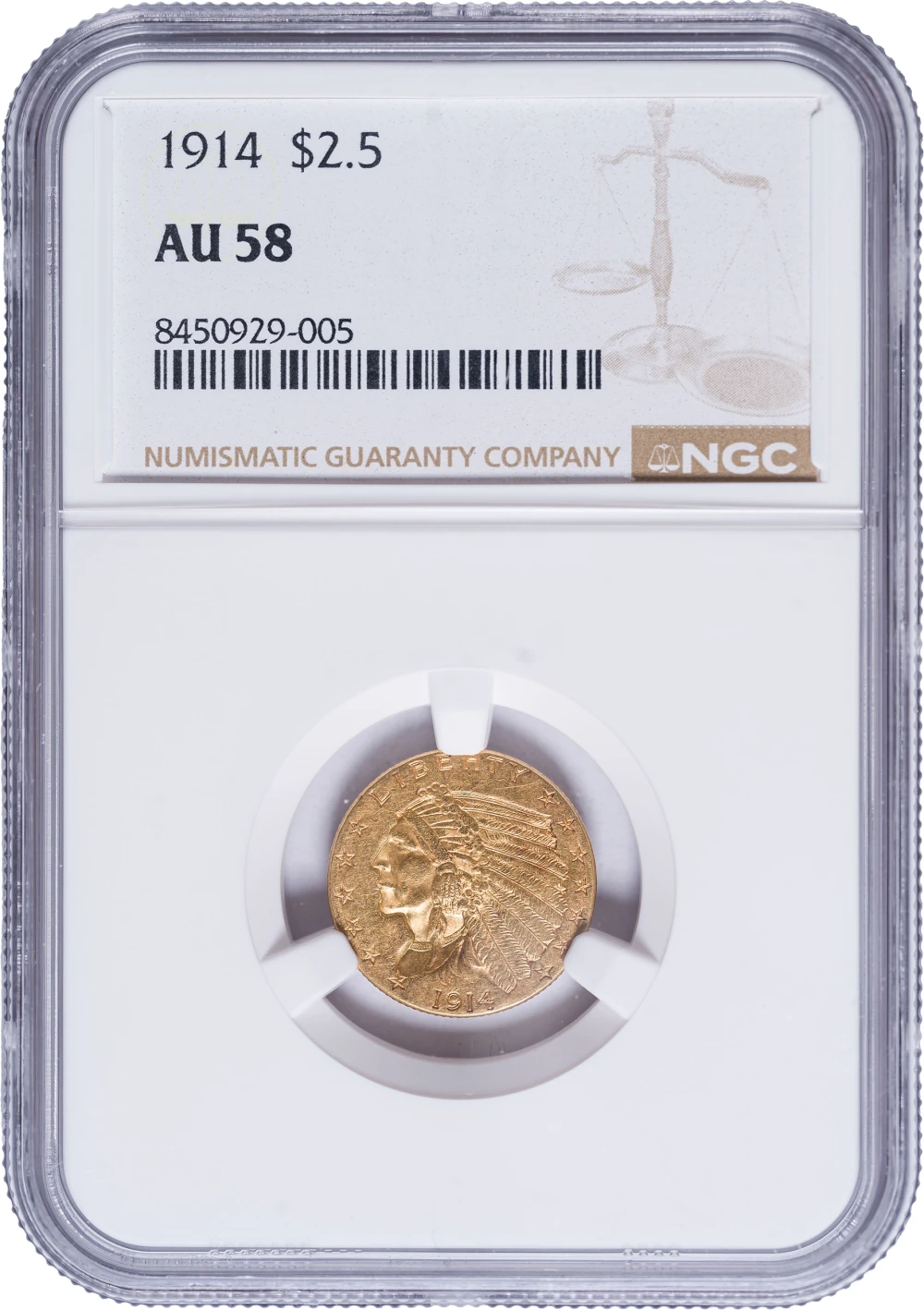 NGC AU-58 1914 $2.50 Gold