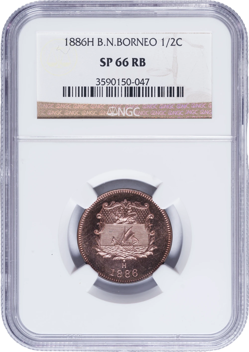 British North Borneo. NGC SP-66 RB Half Cent