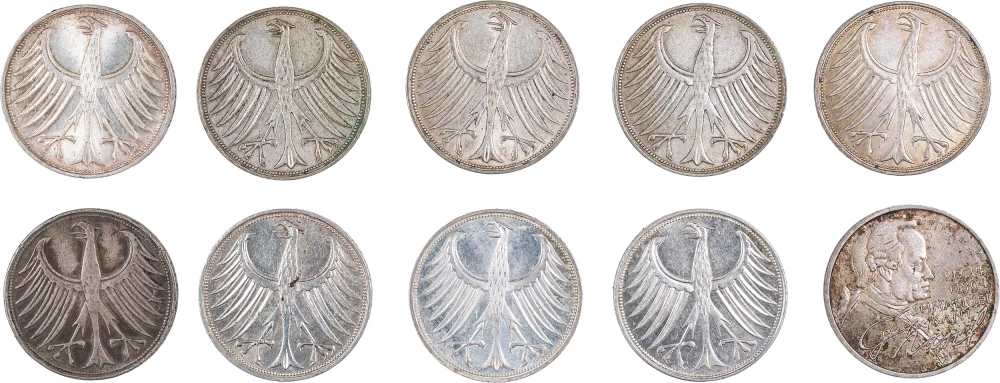 Germany. 10 Pcs 1972 Olympic Silver 10 Marks